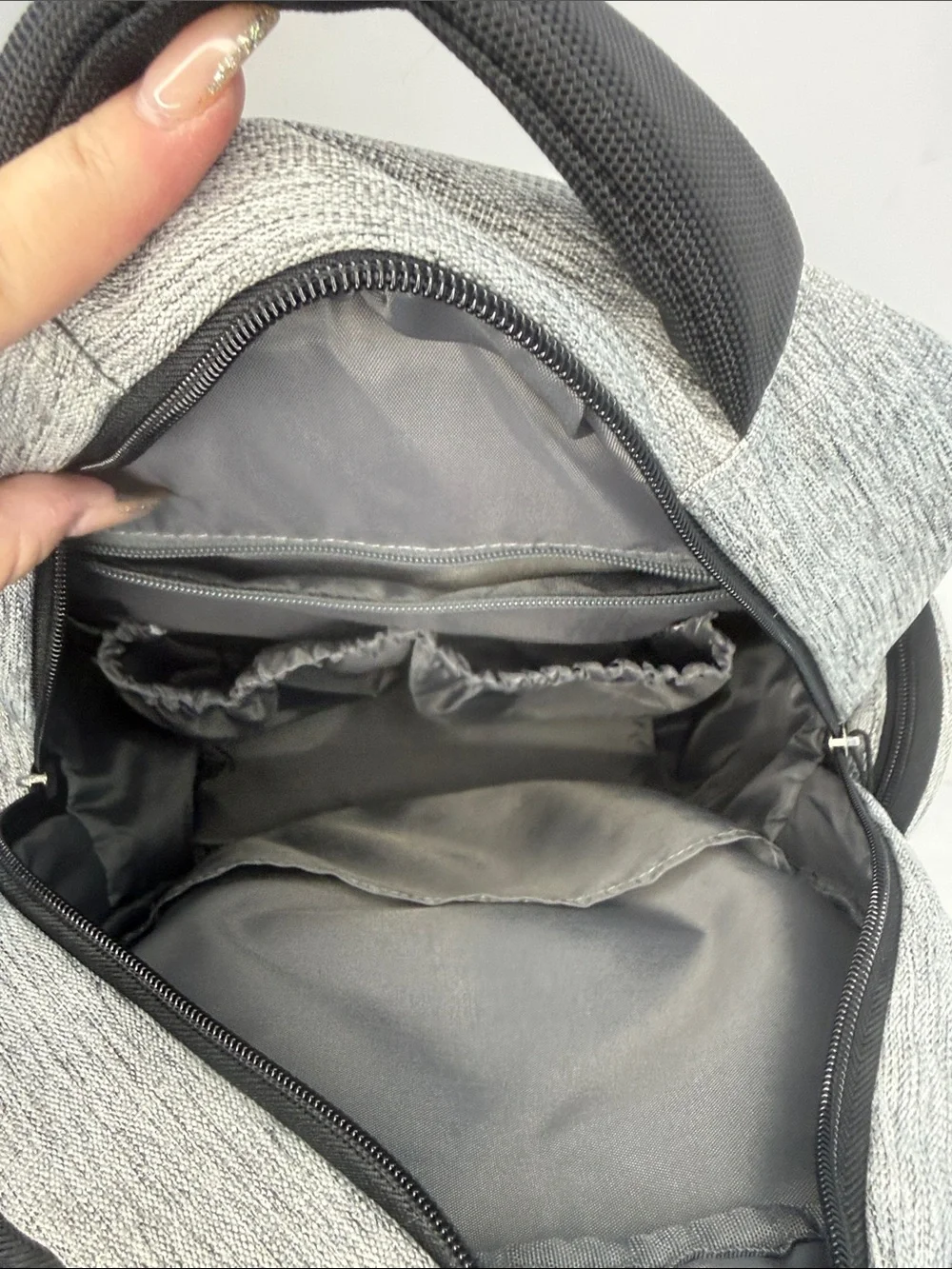 Eddie Bauer Rainier Back Pack Diaper Bag in gray and black.